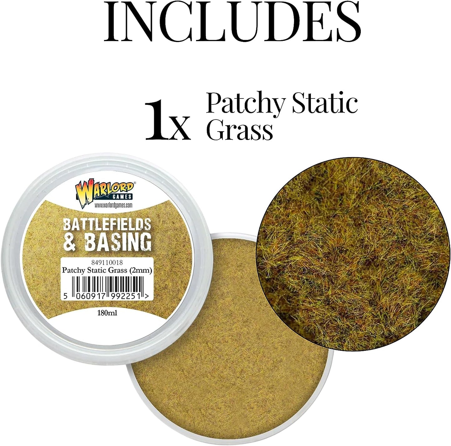 Warlord Games - Battlefields & Basing: Patchy 2mm Static Grass (180ml)