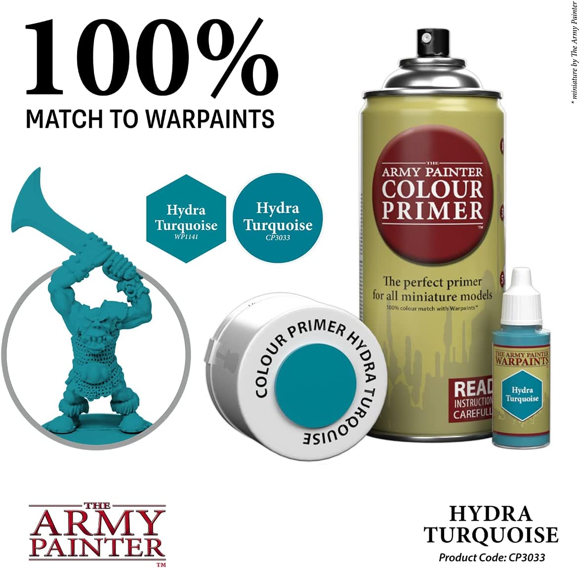 The Army Painter - Colour Primer: Hydra Turquoise (400ml/13.5oz) The Army Painter - Colour Primer: Hydra Turquoise (400ml/13.5oz)