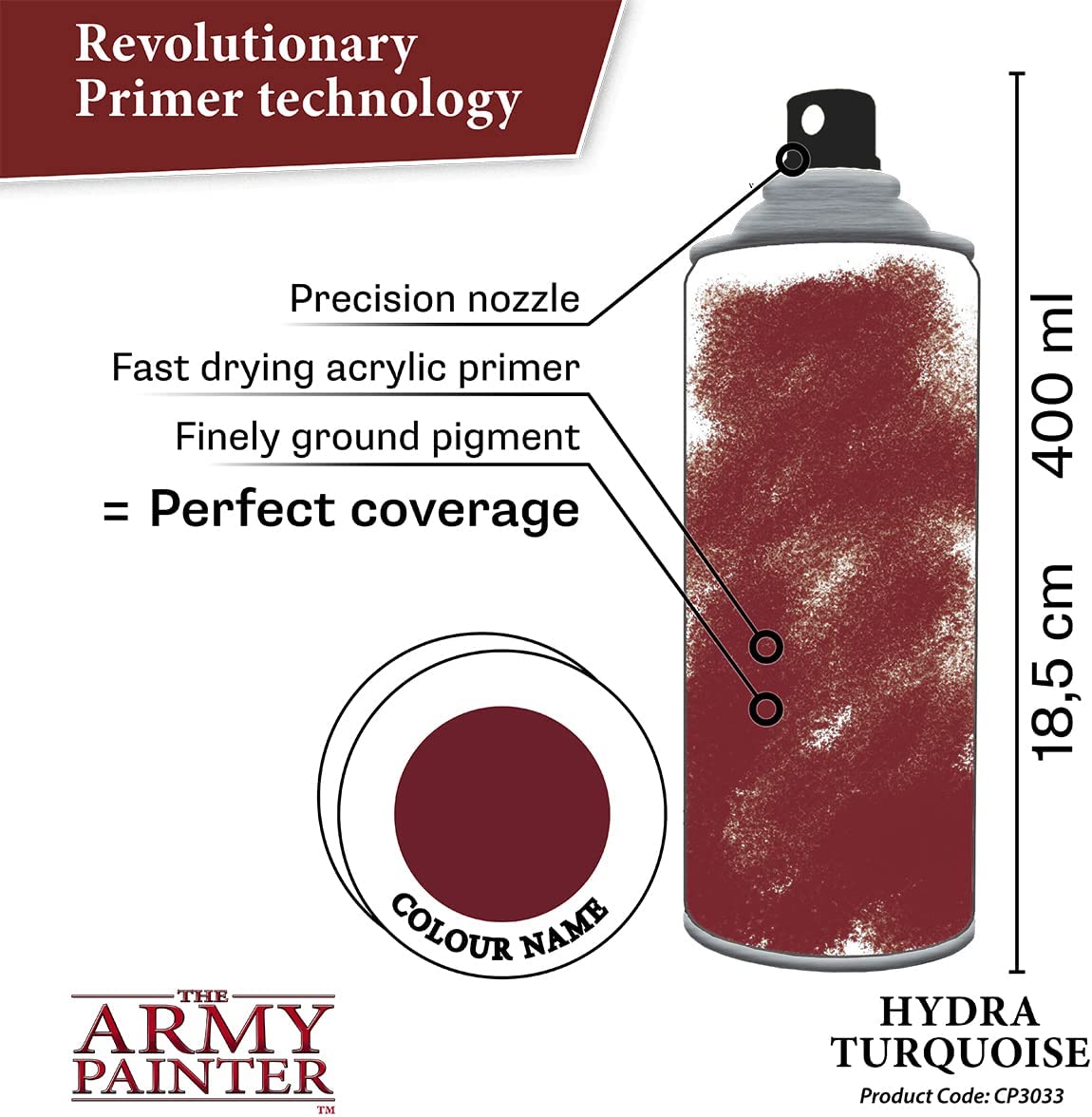 The Army Painter - Colour Primer: Hydra Turquoise (400ml/13.5oz) The Army Painter - Colour Primer: Hydra Turquoise (400ml/13.5oz)
