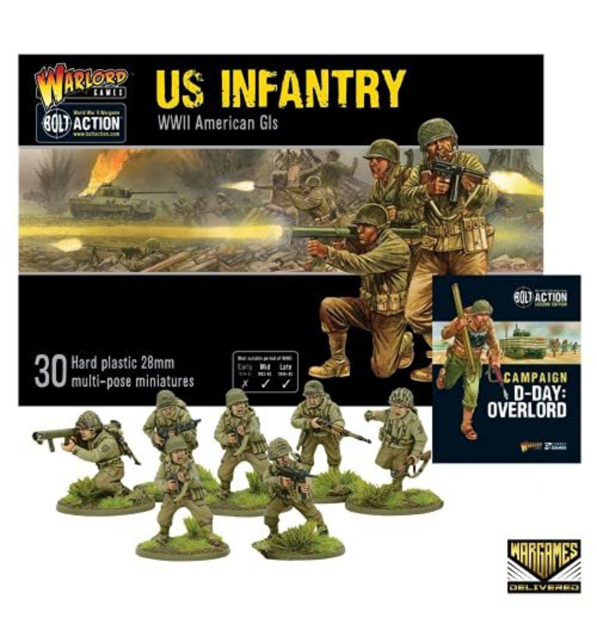 Bolt Action - USA: US Infantry Set + Digital Guide - D-Day: Overlord Bolt Action - USA: US Infantry Set + Digital Guide - D-Day: Overlord