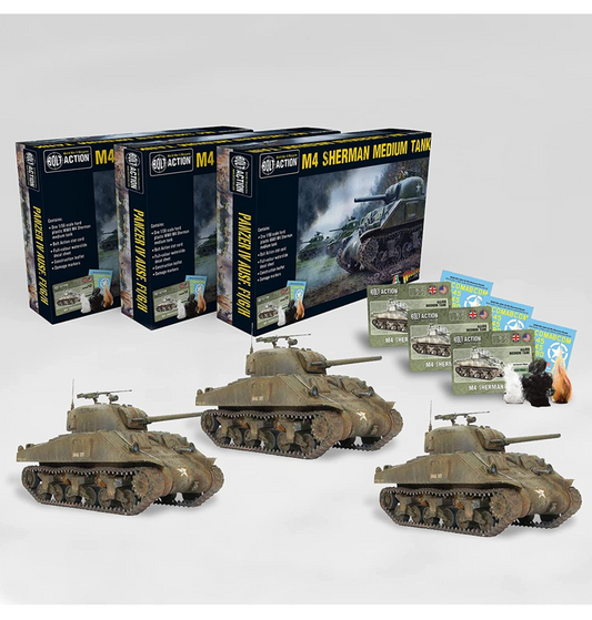 Bolt Action - USA: M4 Sherman Medium Tank, 3-Pack Bolt Action - USA: M4 Sherman Medium Tank, 3-Pack