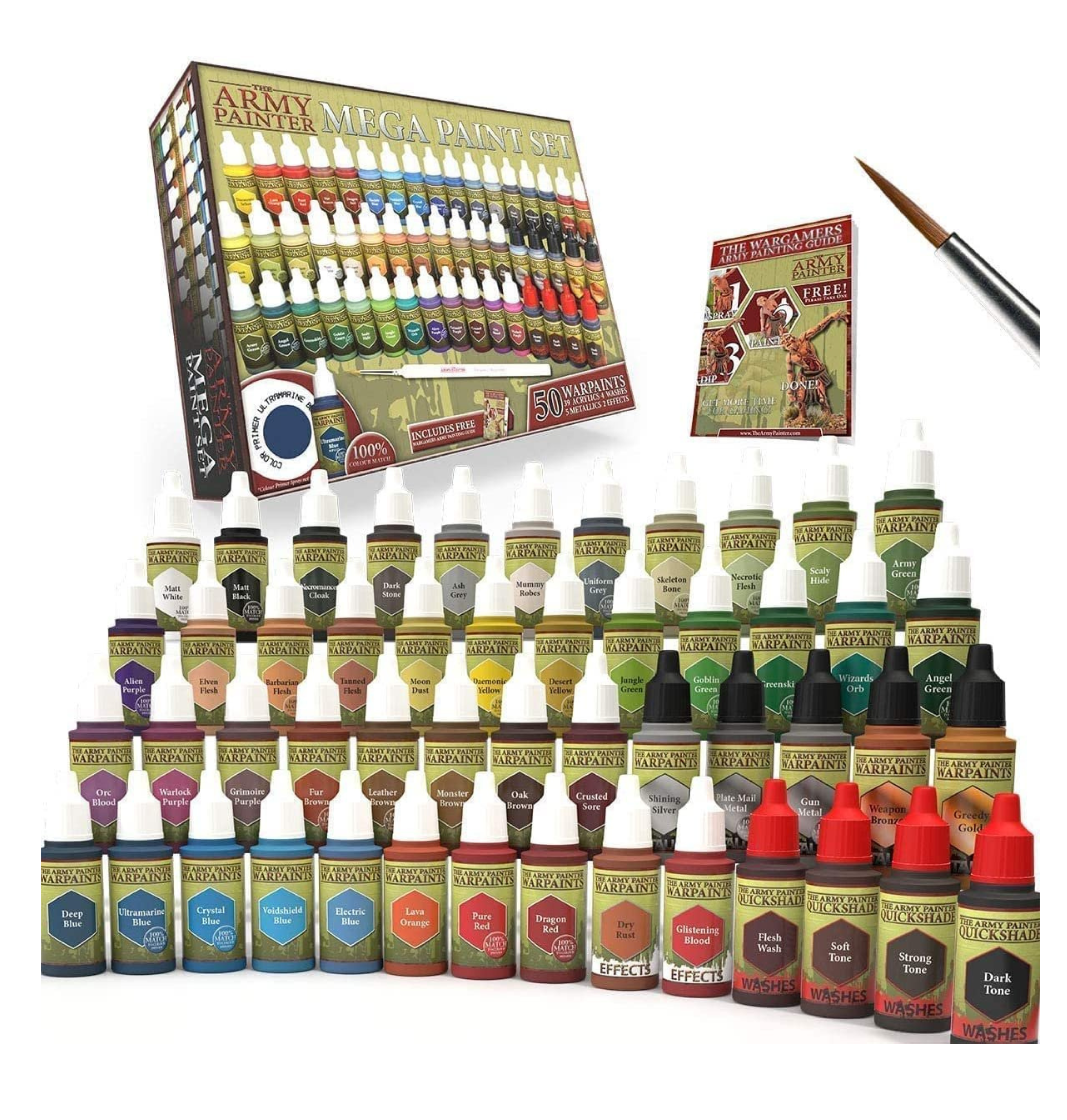 The Army Painter Wargamers Mega Paint Set - 60 Dropper Bottles of 18ml  Acrylic Paint for Wargaming and Model Building Miniatures, 1 Model Kit with  43 Warpaints …