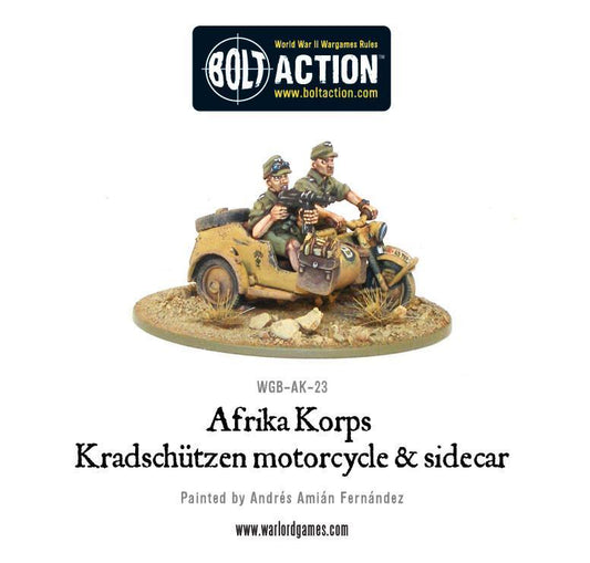 Bolt Action -  Germany: Afrika Korps Kradschutzen Motorcycle and Sidecar