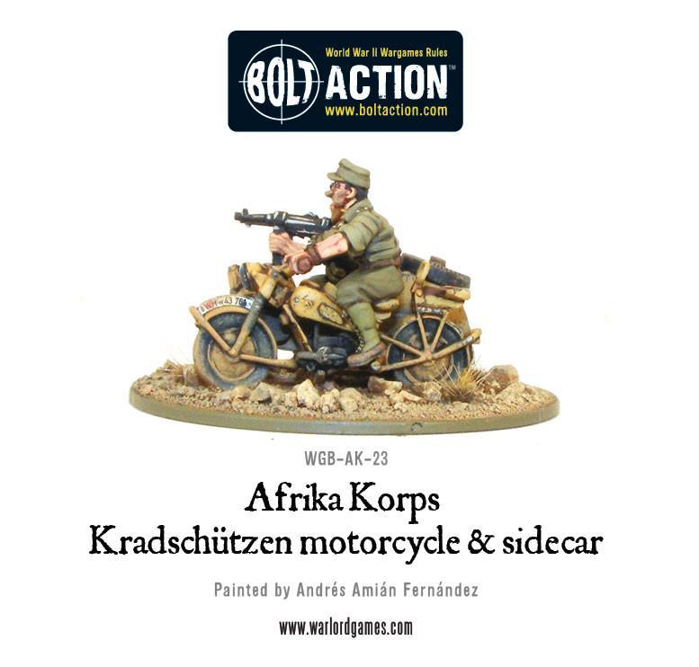 Bolt Action -  Germany: Afrika Korps Kradschutzen Motorcycle and Sidecar
