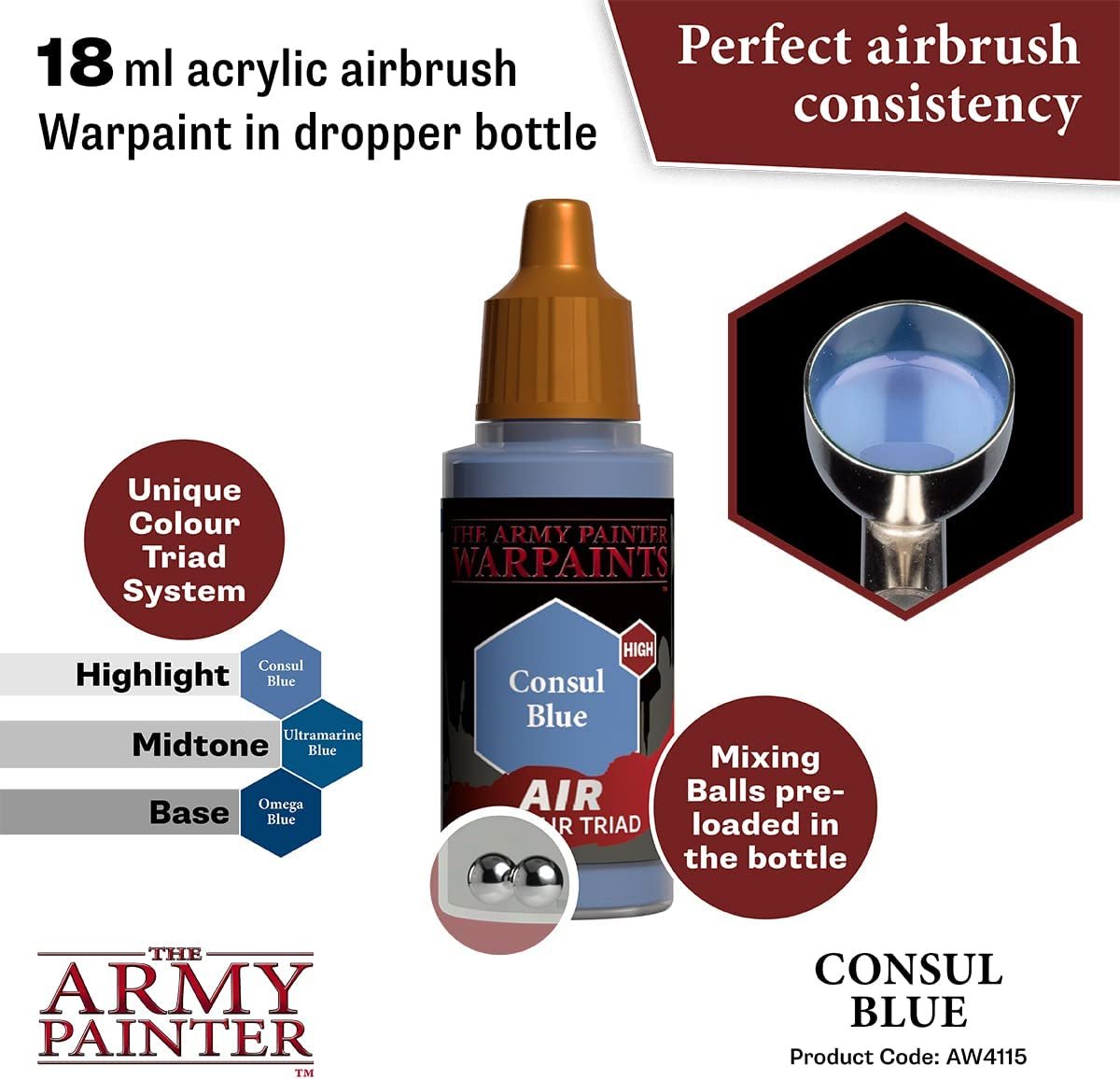 The Army Painter - Warpaints Air: Consul Blue (18ml/0.6oz) The Army Painter - Warpaints Air: Consul Blue (18ml/0.6oz)