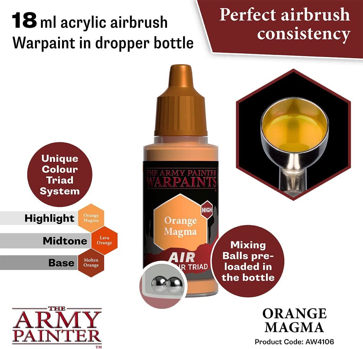 The Army Painter - Warpaints Air: Orange Magma (18ml/0.6oz)