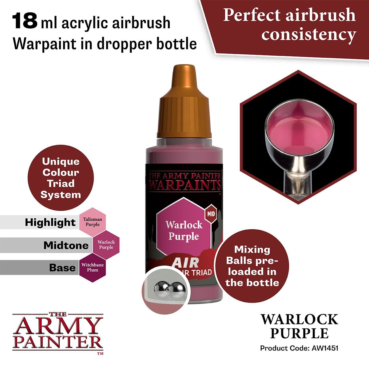 The Army Painter - Warpaints Air: Warlock Purple (18ml/0.6oz)