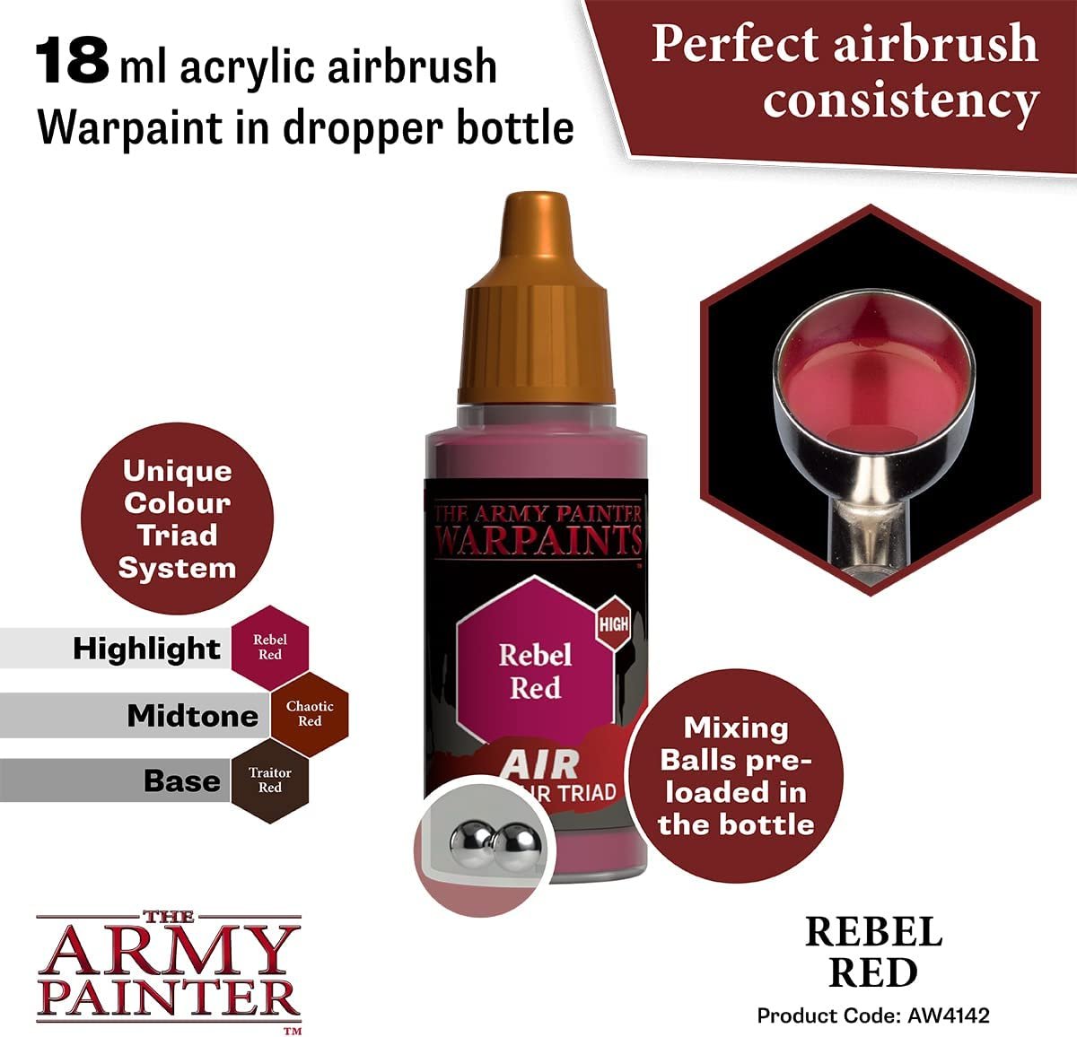 The Army Painter - Warpaints Air: Rebel Red (18ml/0.6oz)