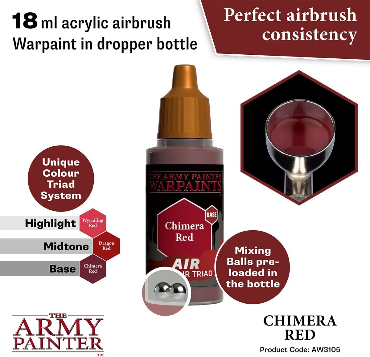 The Army Painter - Warpaints Air: Chimera Red (18ml/0.6oz) The Army Painter - Warpaints Air: Chimera Red (18ml/0.6oz)