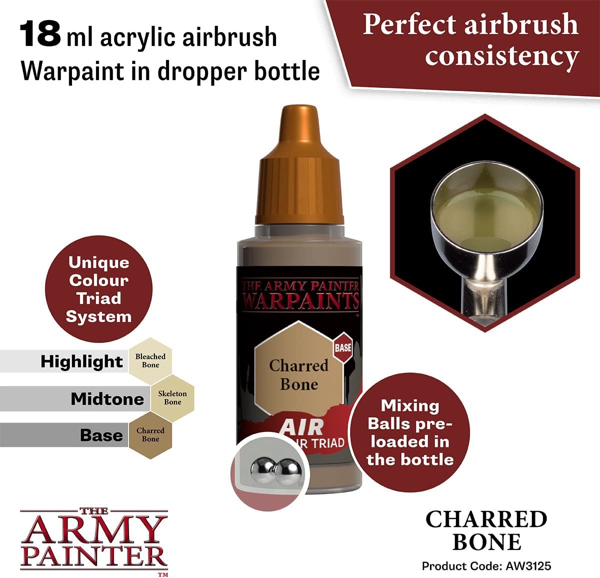 The Army Painter - Warpaints Air: Charred Bone (18ml/0.6oz) The Army Painter - Warpaints Air: Charred Bone (18ml/0.6oz)