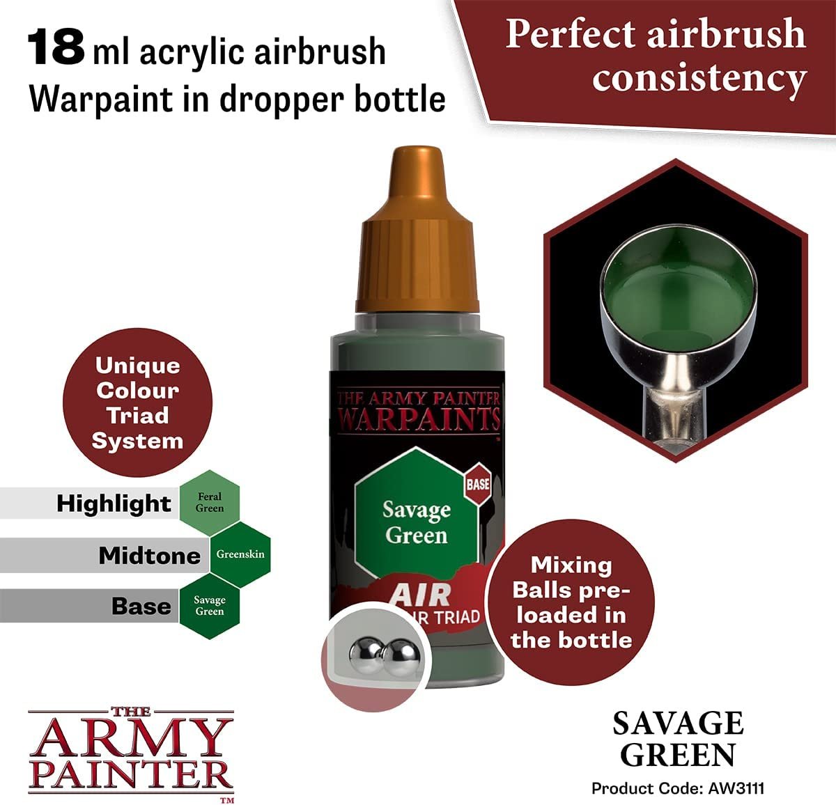 The Army Painter - Warpaints Air: Savage Green (18ml/0.6oz) The Army Painter - Warpaints Air: Savage Green (18ml/0.6oz)