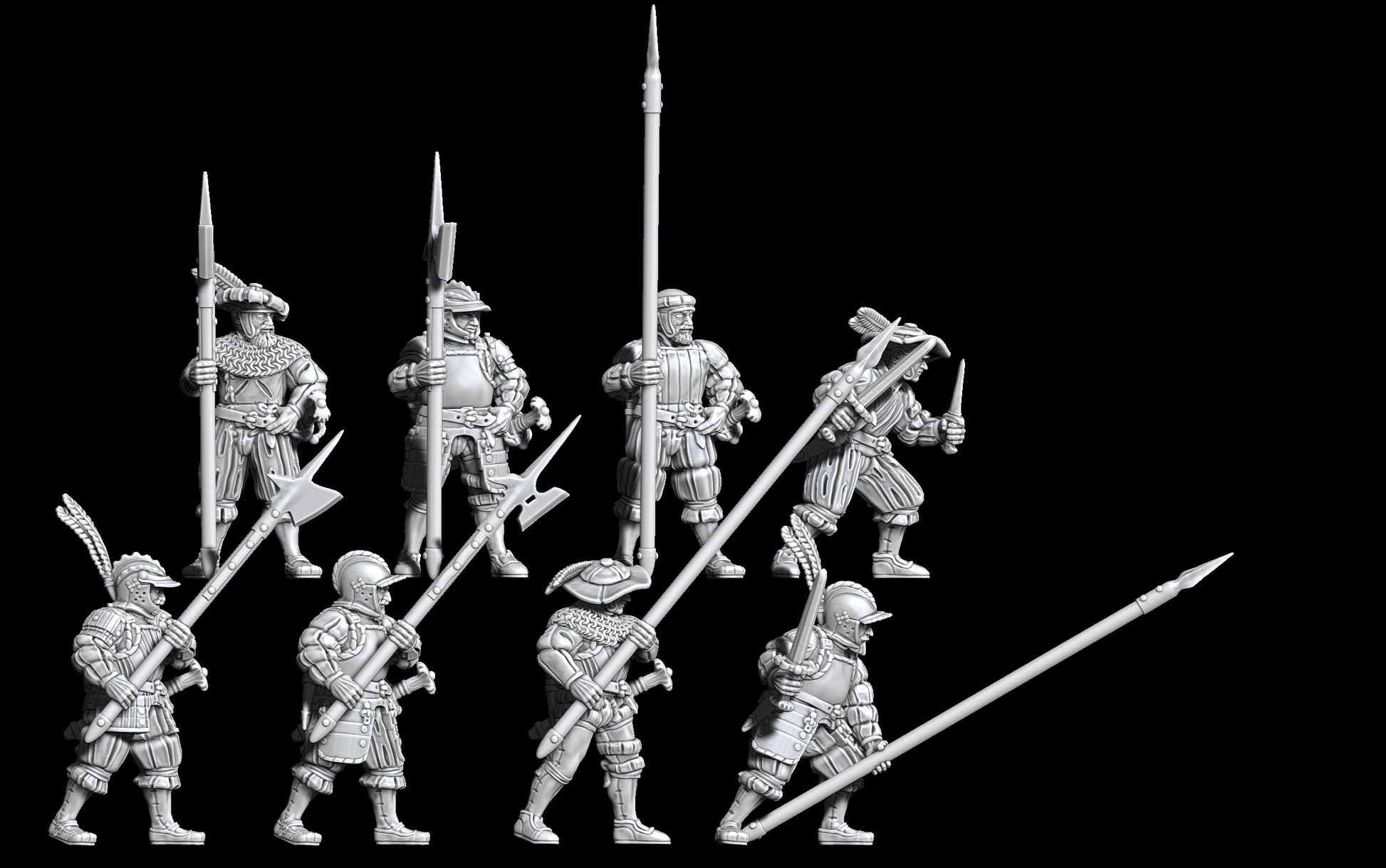 German Pikemen and Halberdiers STLs Wargames Delivered