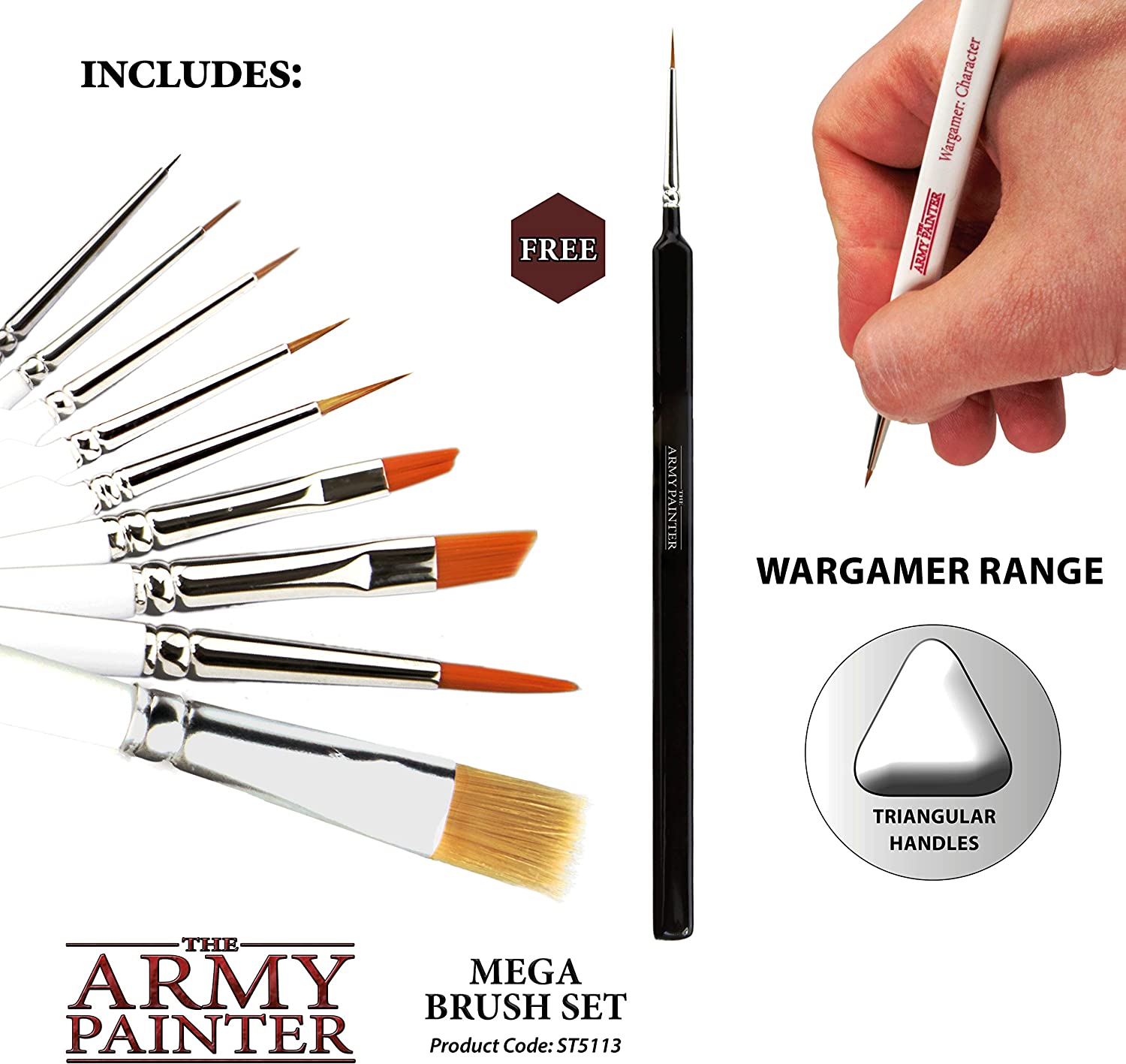 The Army Painter Miniature Painting Kit with Bonus Wargamer Regiment Miniature Paint Brush - Set