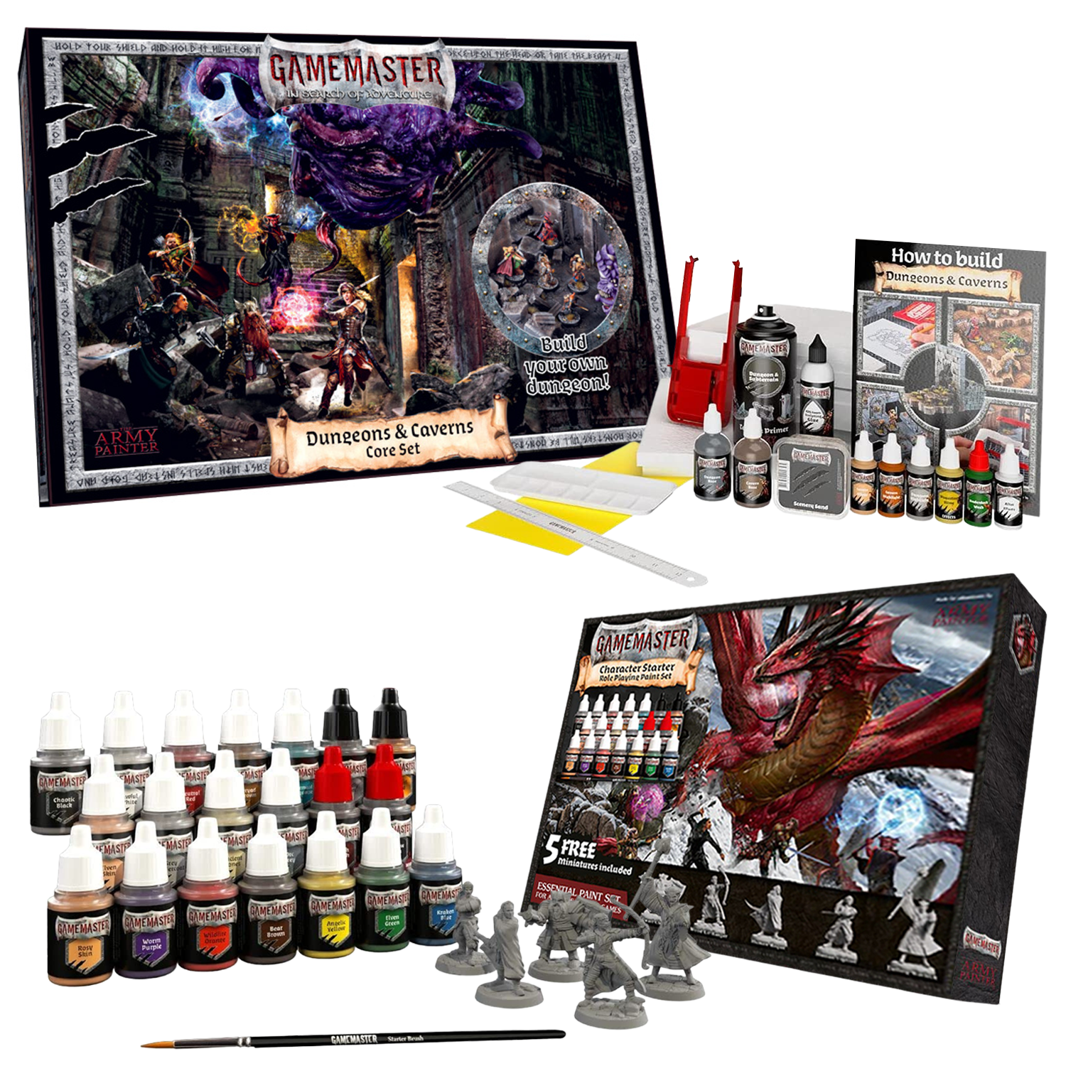 The Army Painter - Gamemaster: Character Paint Set + Dungeons & Cavern Core Set Bundle