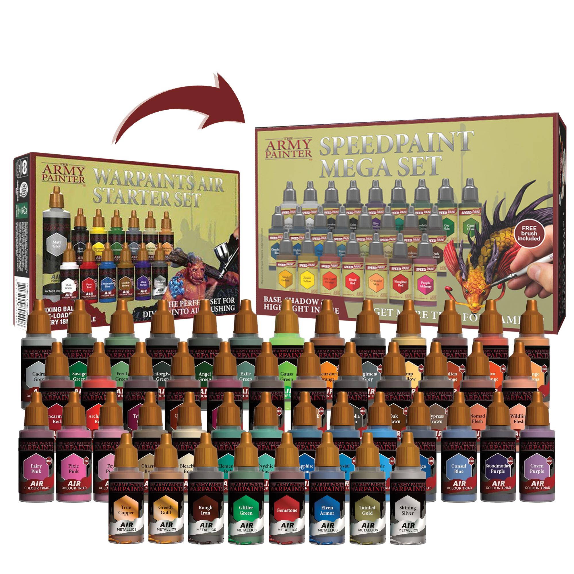 The Army Painter Warpaints Air Starter Set - Non-Toxic Water Based Airbrush  paint set paint and primer for Tabletop Roleplaying, Boardgames, and