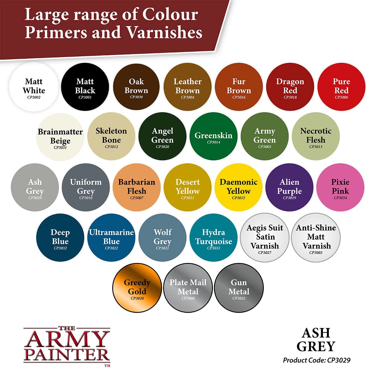 The Army Painter - Colour Primer: Ash Grey (400ml/13.5oz)