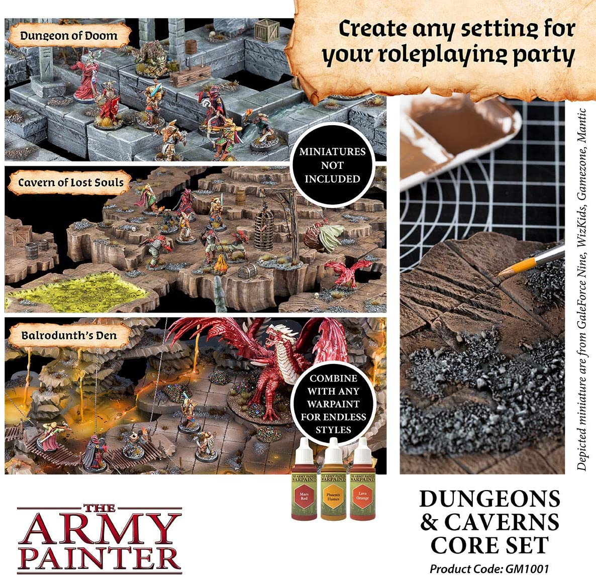 The Army Painter - Gamemaster: Character Paint Set + Dungeons & Cavern Core Set Bundle