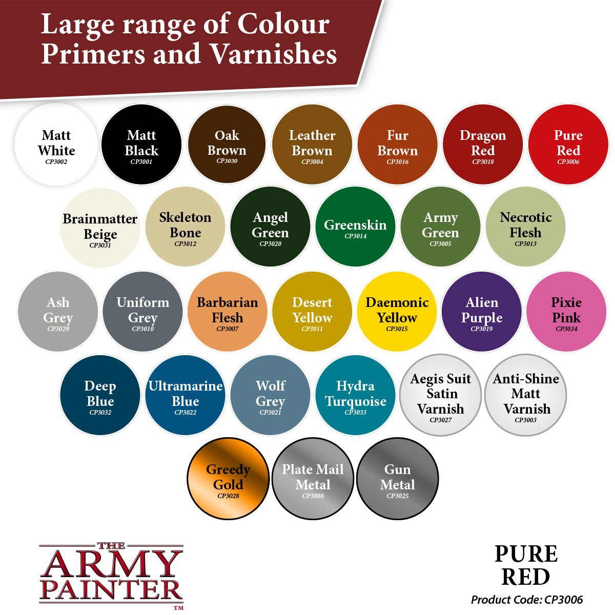 The Army Painter - Colour Primer: Pure Red (400ml/13.5oz)