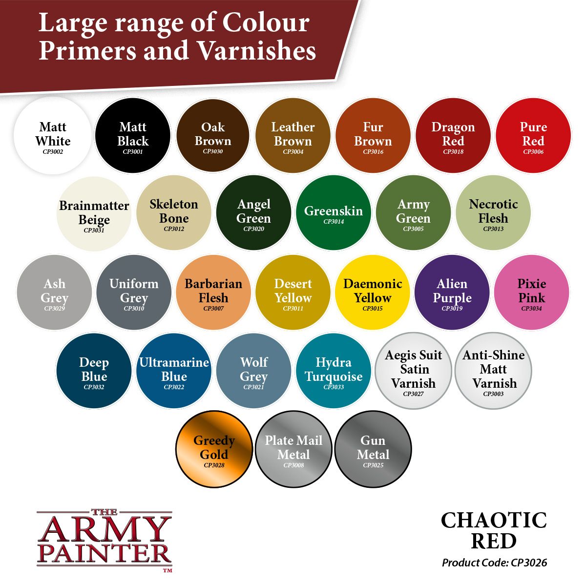 The Army Painter - Colour Primer: Chaotic Red (400ml/13.5oz)