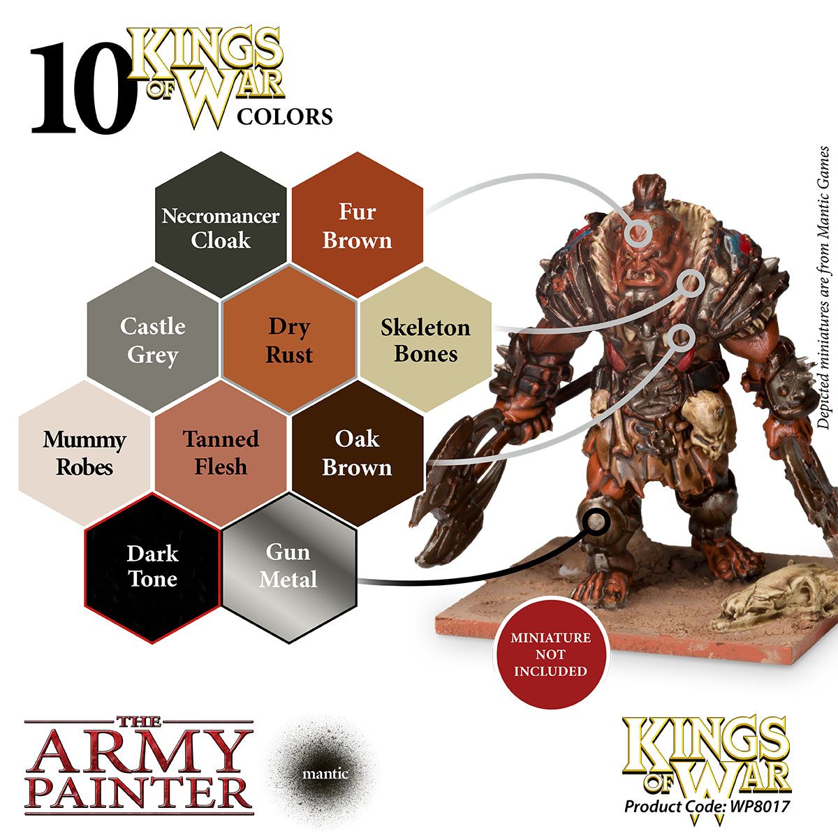 The Army Painter Kings of War Ogres Miniatures Paint Set - Highly Pigmented Acrylic Model Paint Set - 10 Miniature Paints in 18ml Dropper Bottles