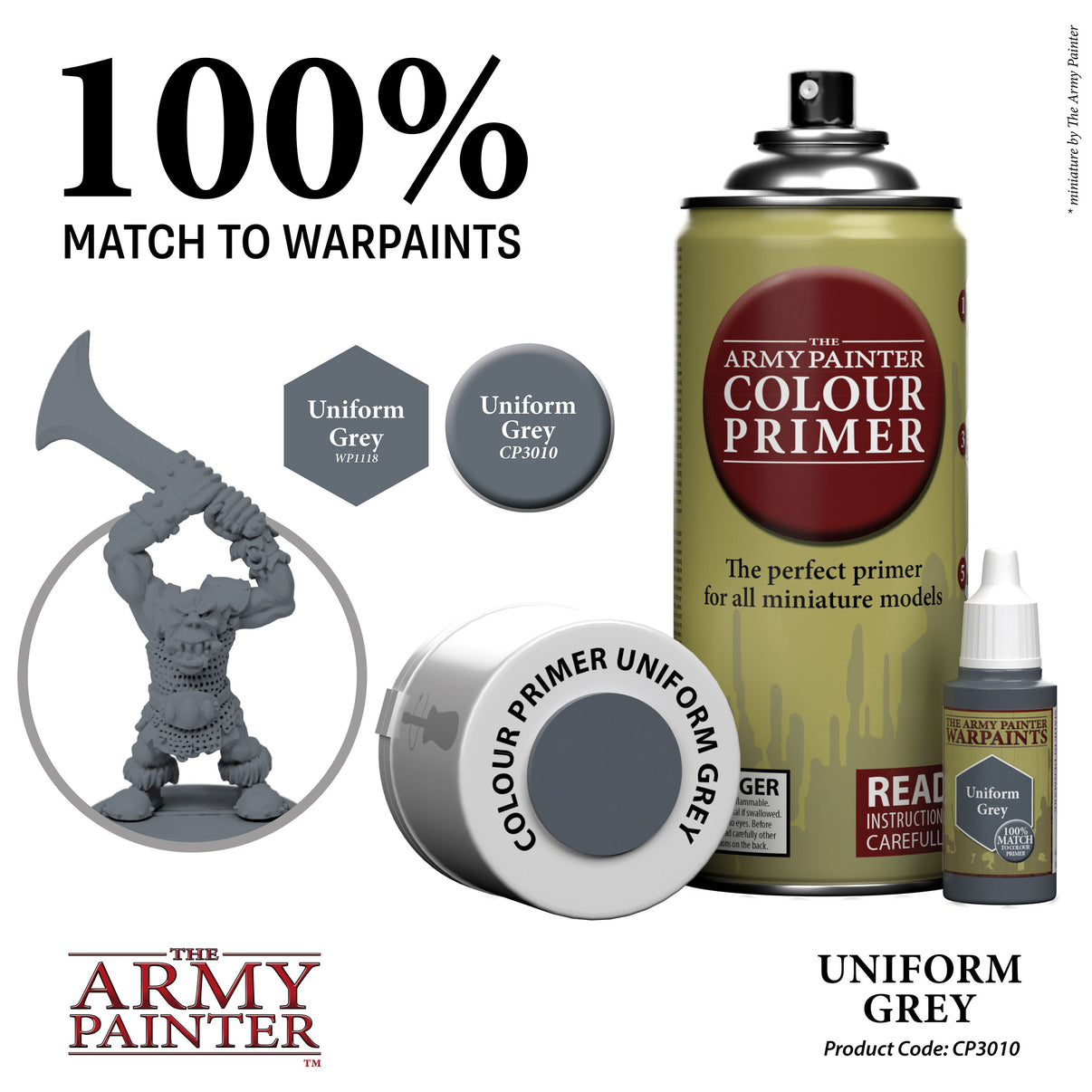 The Army Painter Color Primer, Uniform Grey, 400 ml, 13.5 oz Acrylic