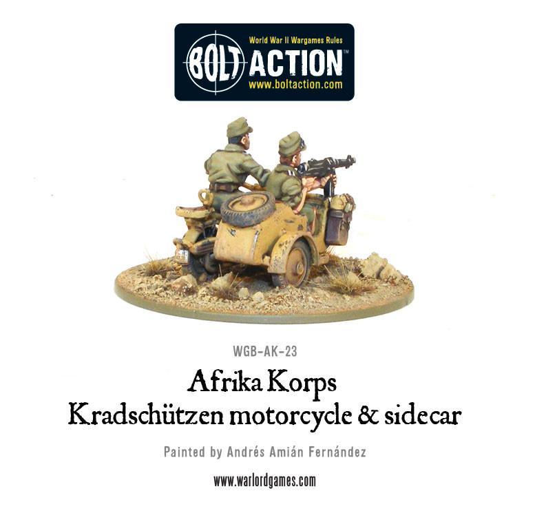 Bolt Action -  Germany: Afrika Korps Kradschutzen Motorcycle and Sidecar