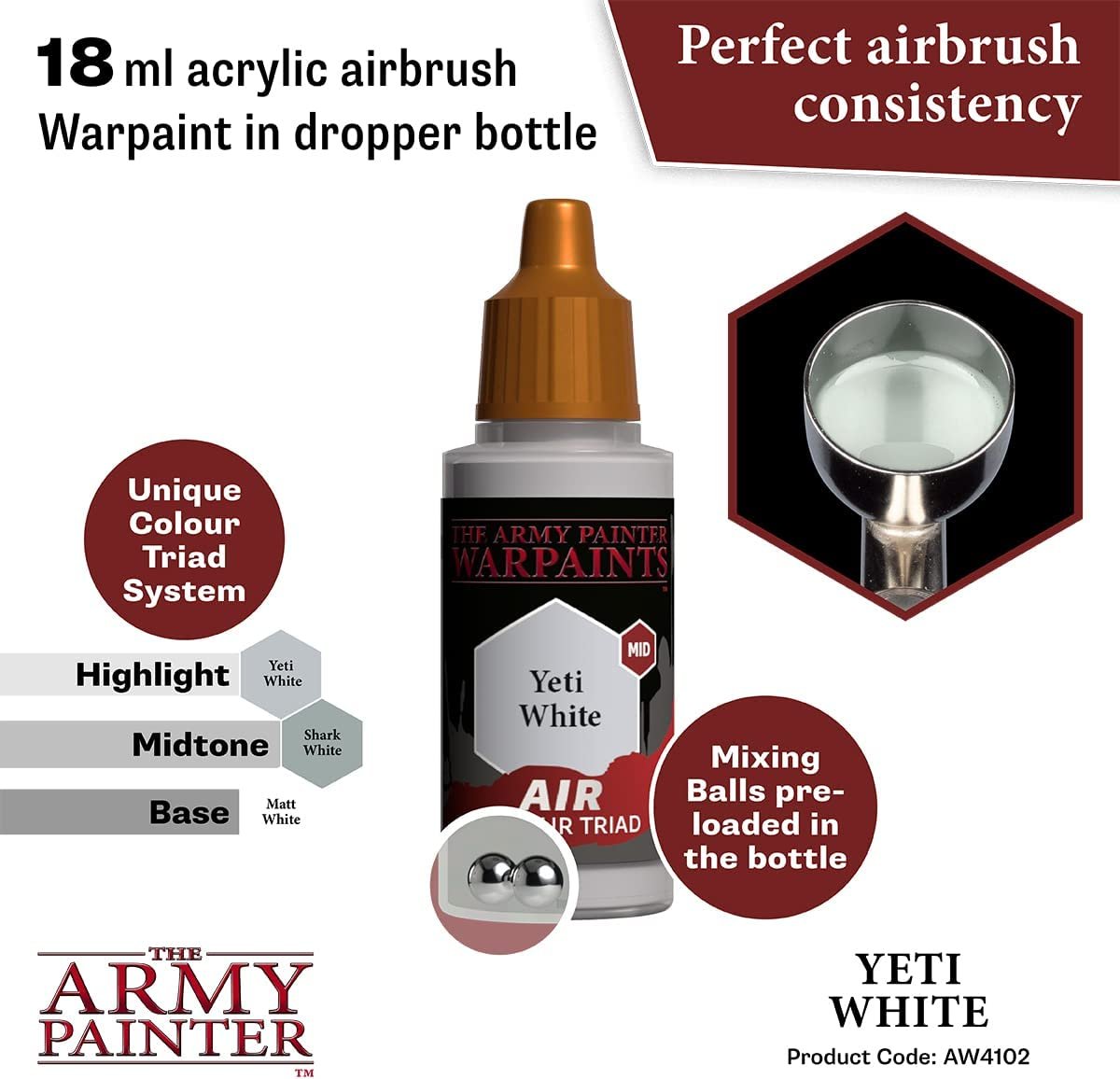 The Army Painter - Warpaints Air: Yeti White (18ml/0.6oz)