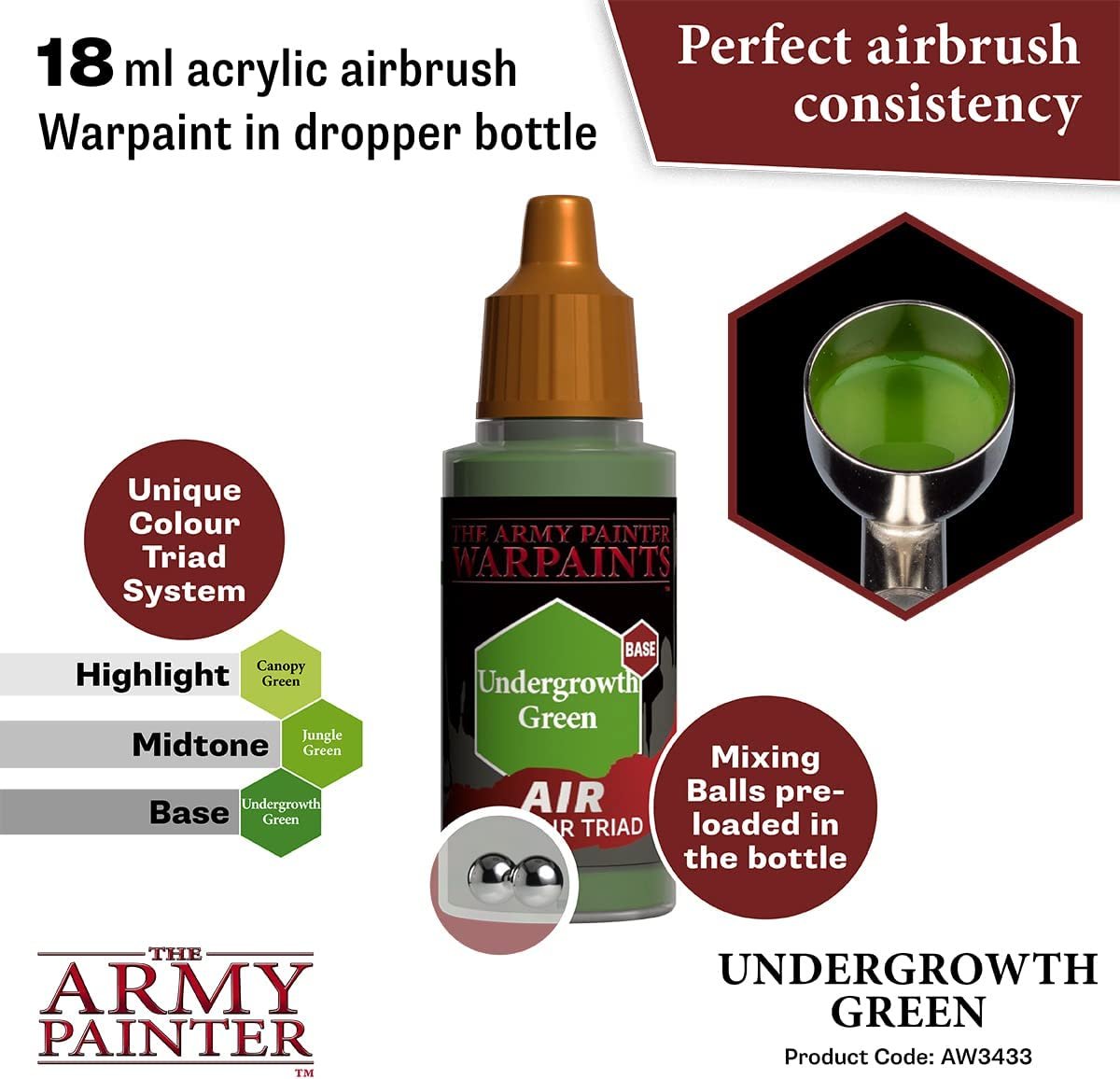 The Army Painter - Warpaints Air: Undergrowth Green (18ml/0.6oz)