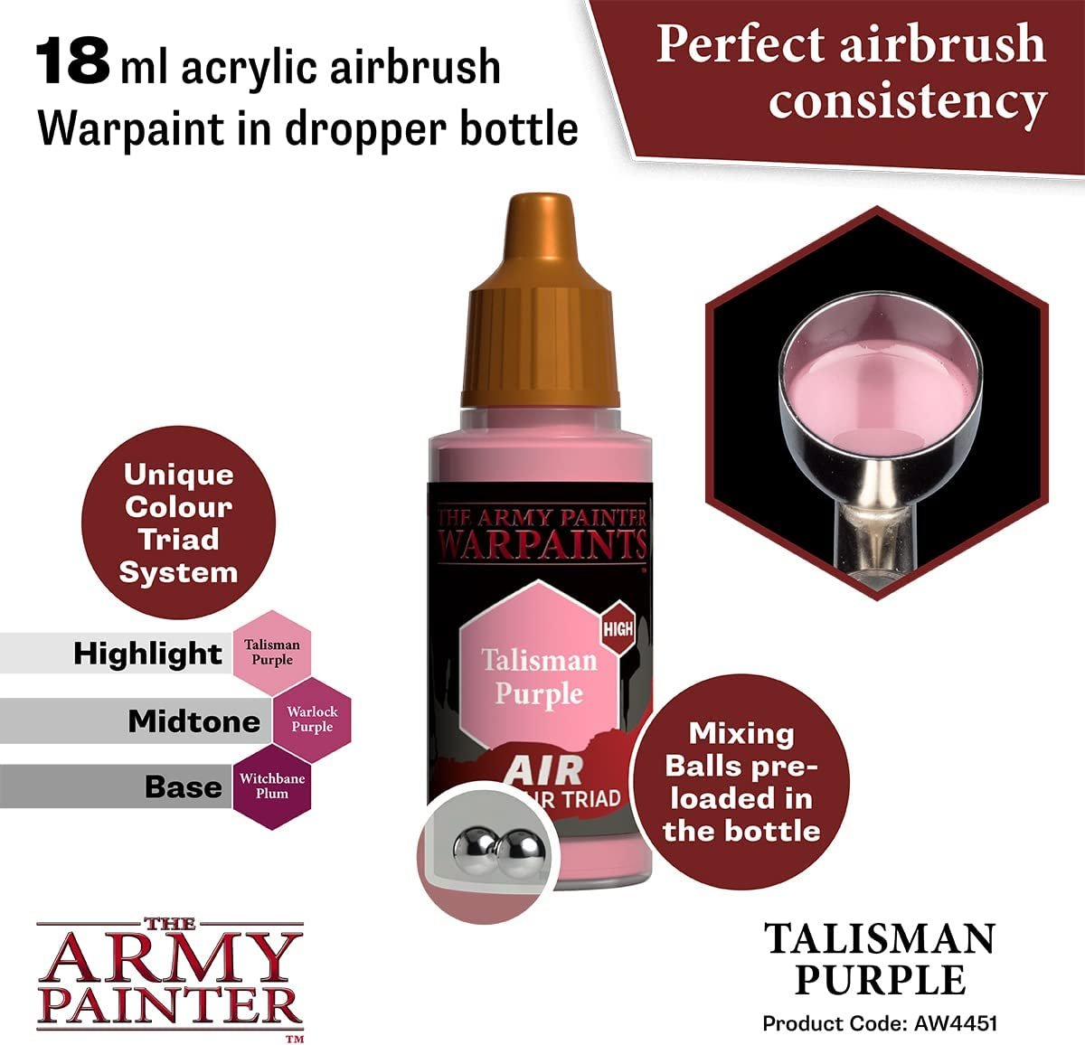 The Army Painter - Warpaints Air:  Talisman Purple (18ml/0.6oz)