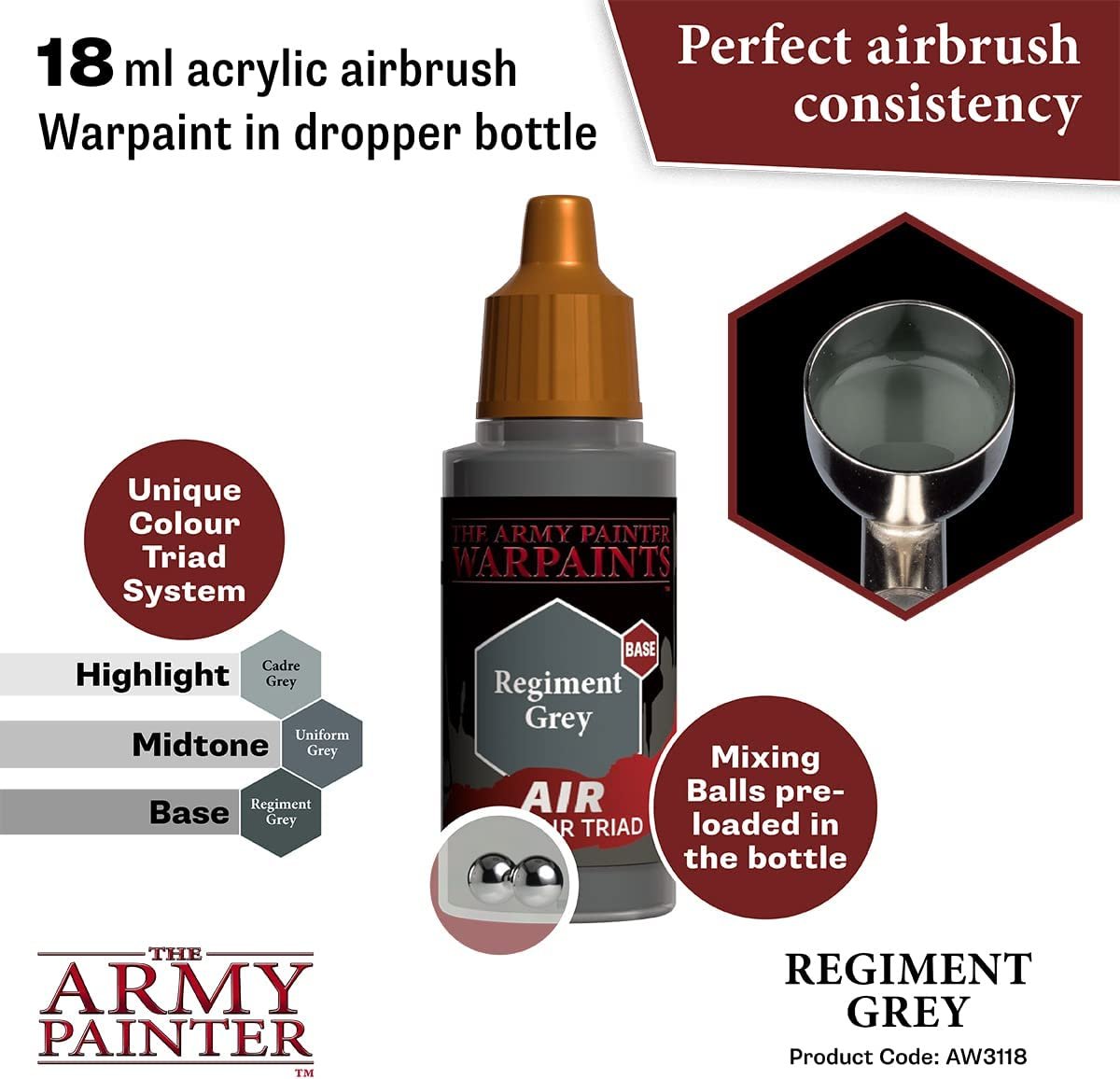 The Army Painter - Warpaints Air: Regiment Grey (18ml/0.6oz)