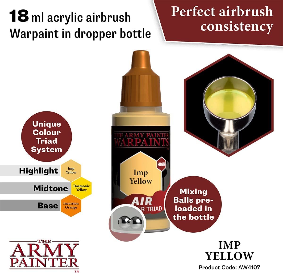 The Army Painter - Warpaints Air: Imp Yellow (18ml/0.6oz)