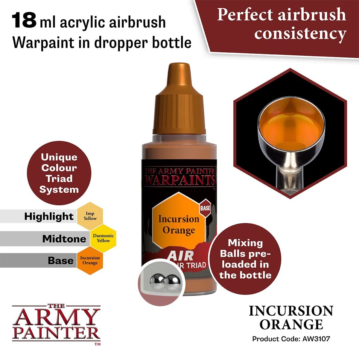 The Army Painter - Warpaints Air: Incursion Orange (18ml/0.6oz)