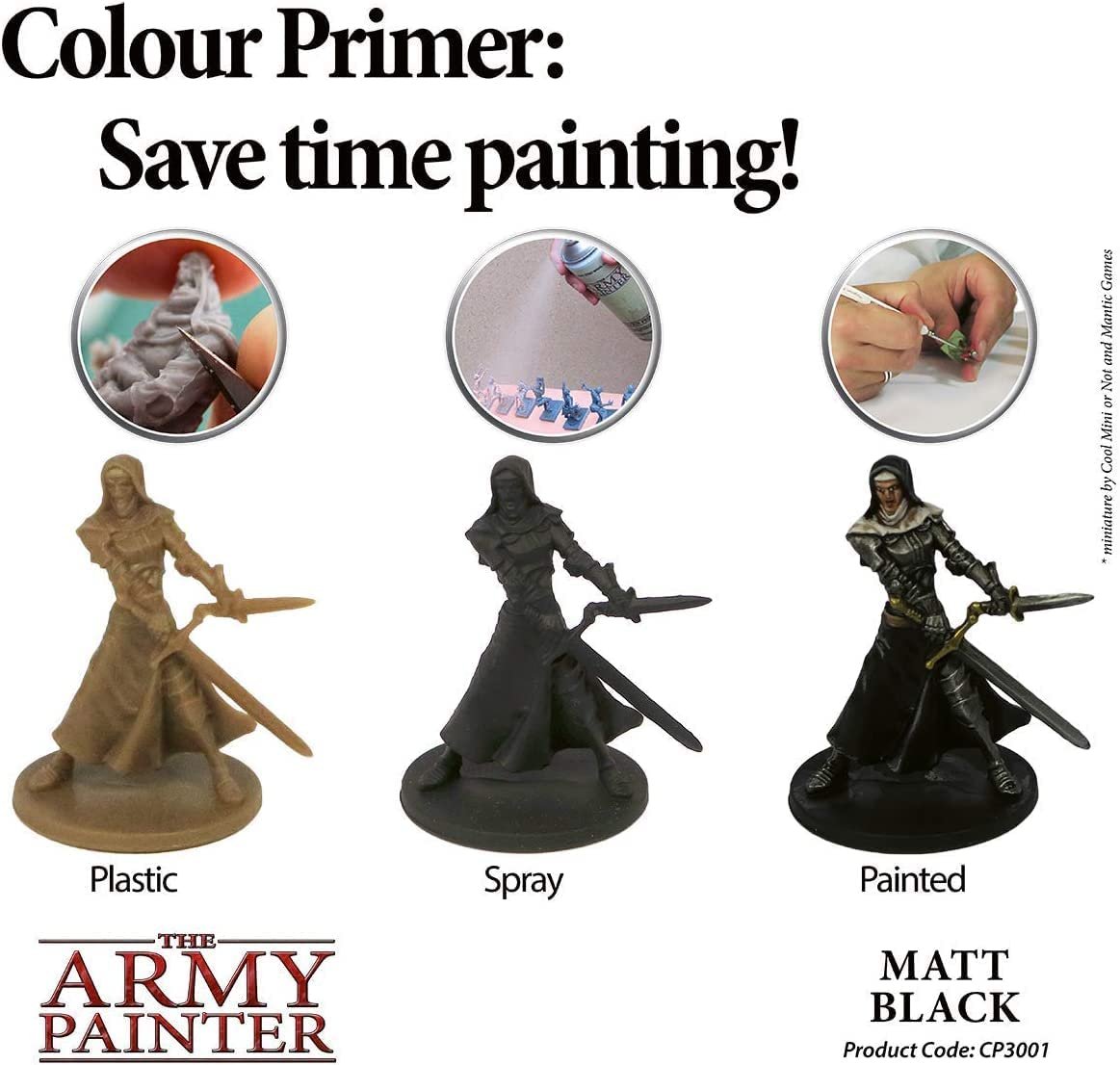The Army Painter - Colour Primer & Warpaint Matching Set: Matt Black (400ml/13.5oz & 18ml/0.6oz)