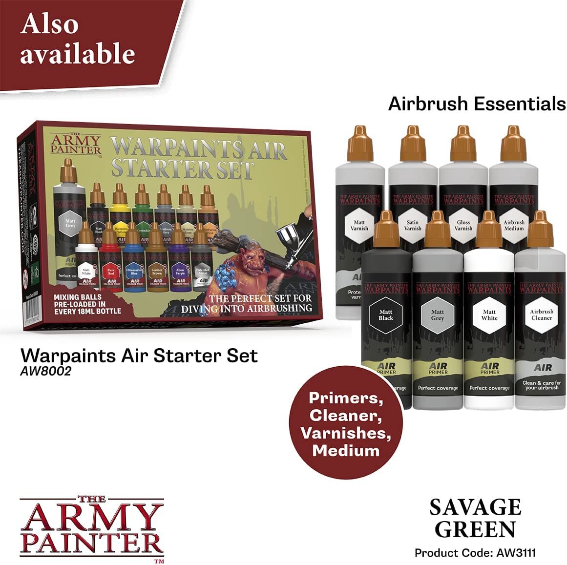 The Army Painter Warpaints Complete Airbrush Kit, Non-Toxic Water Based  Airbrush Paint Set for Tabletop Roleplaying, Wargames Miniature, and More 