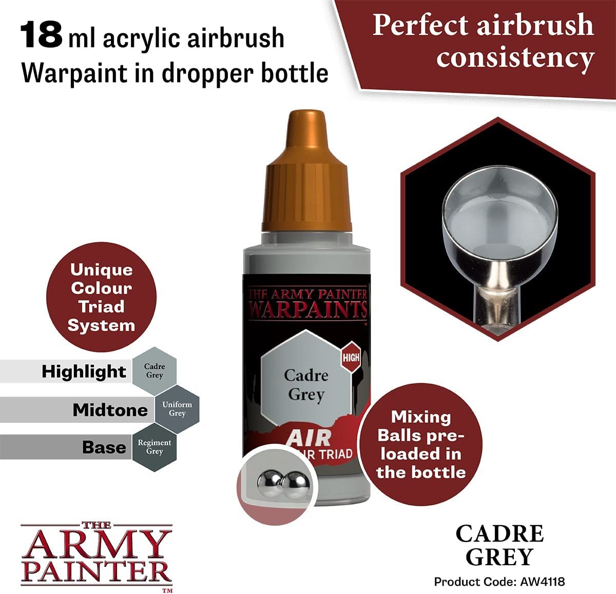 The Army Painter - Warpaints Air: Cadre Grey (18ml/0.6oz)
